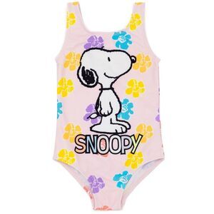 Snoopy Childrens/Kids One Piece Bathing Suit / Pink/White/Yellow